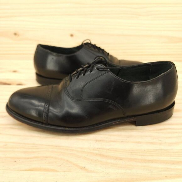 Bostonian Stockbridge Mens Cap Toe Oxfords Sz 9 EEE Extra Wide Black Dress Shoes - Picture 1 of 11